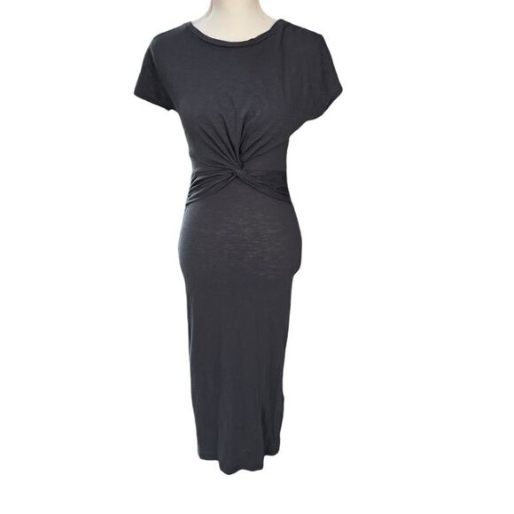 All Saints Paloma Twist Front Cotton Midi Dress Black Size XS - Picture 1 of 11